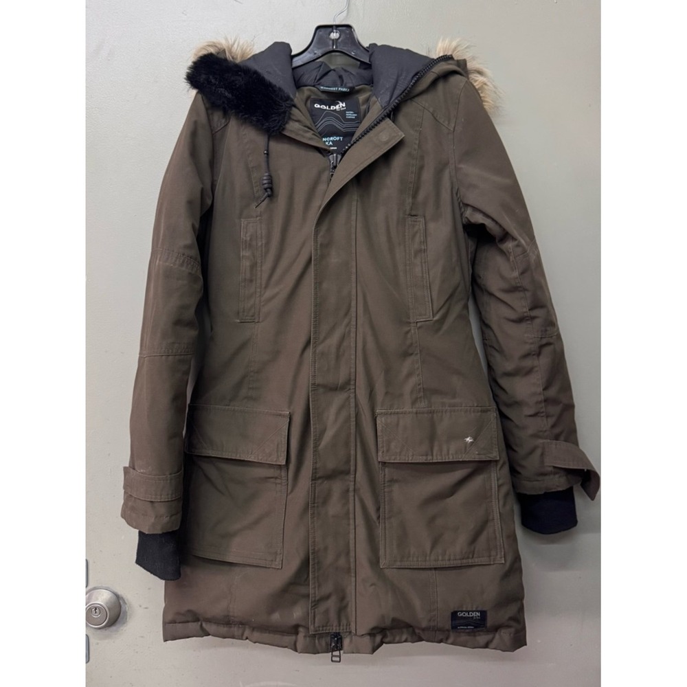Aritzia TNA Bancroft Parka Dark Olive Green Goose Down Winter Coat Women Size M